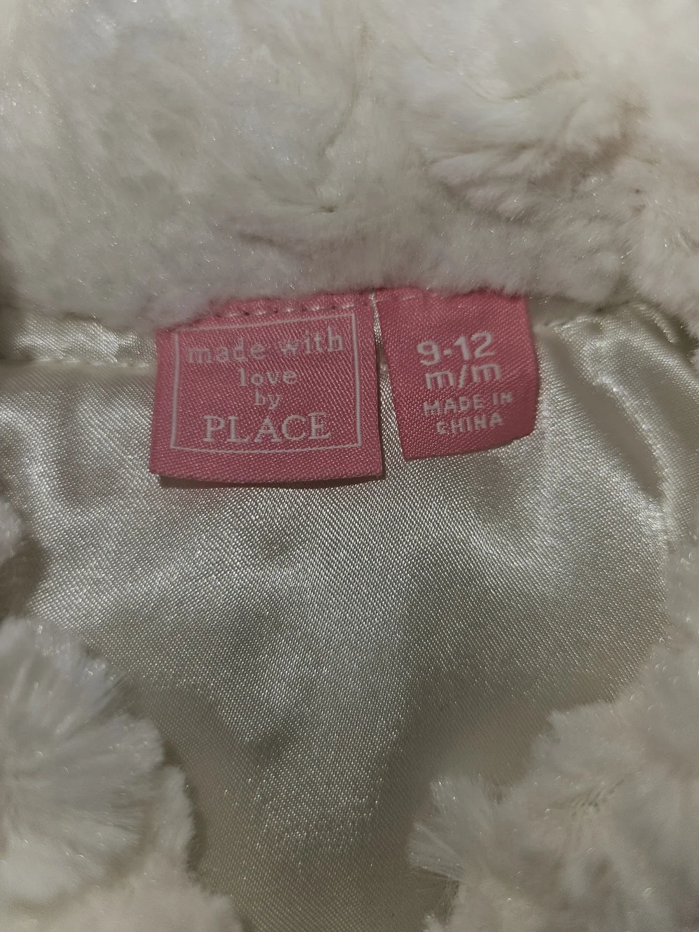 The Children's Place Cream Plush Pea Coat with Bow Accent